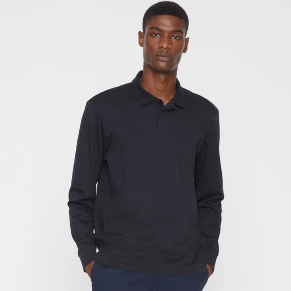 Club Monaco Refined Long Sleeve Polo Black